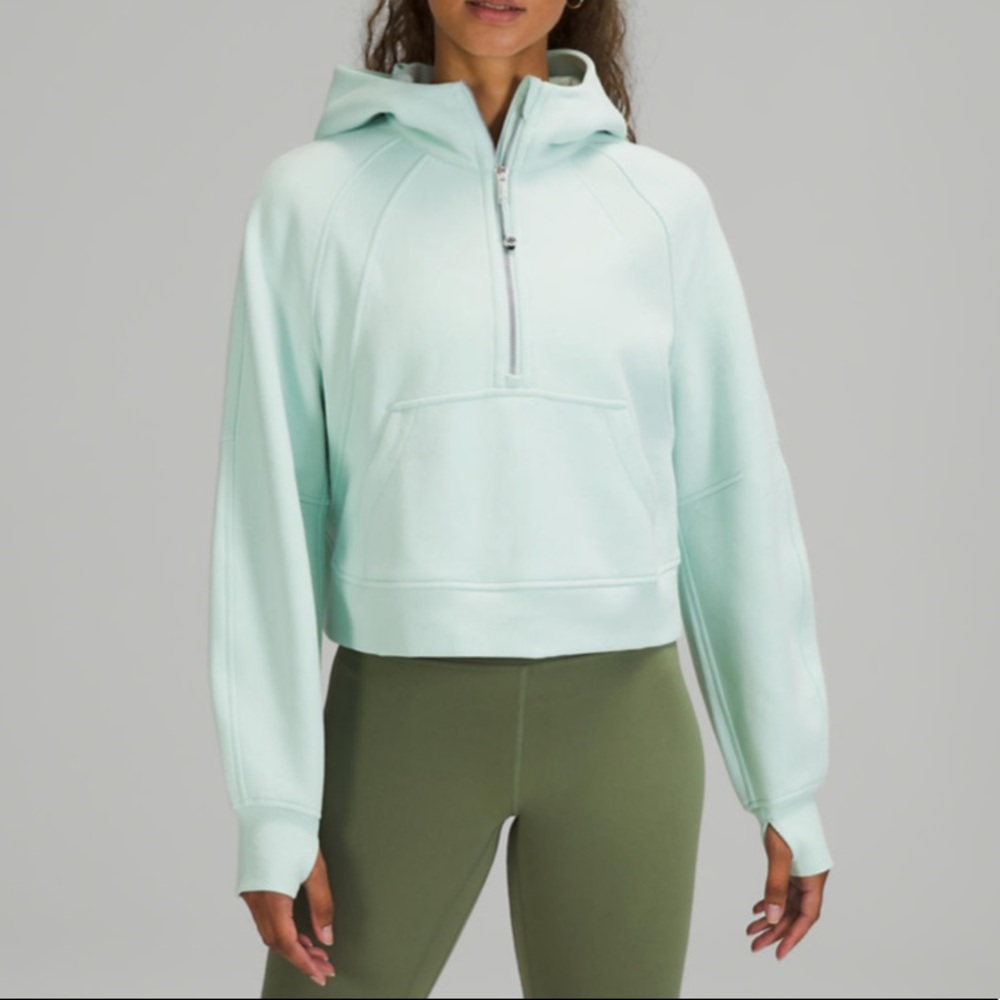 🔴 lululemon Delicate Mint Scuba Oversized 1/2 Zip Hoodie